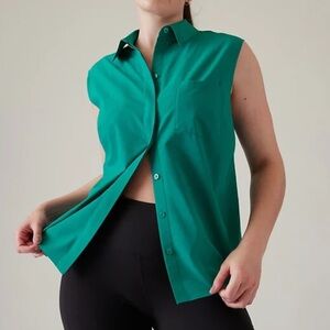 Athleta Green everlasting tank Sleeveless Button-Up Top